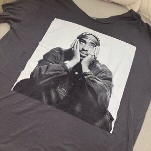 Deconstructed Graphic short-Sleeve Shirt in Charcoal with Black & White Photo